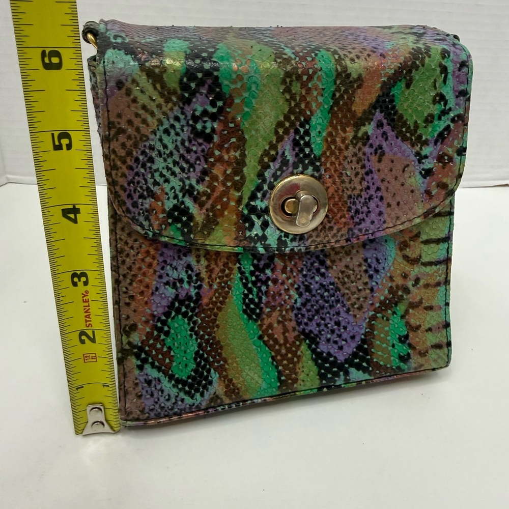 Vintage Phyllis Poland Made in Italy Snake Print Leather Crossbody Bag - Picture 6 of 13